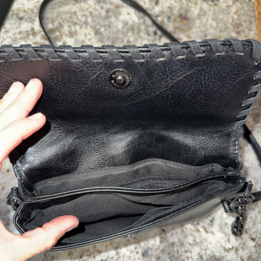 Black Studded Leather Crossbody Bag - Picture 2 of 3
